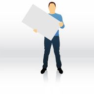 Male silhouette holding blank sign N16