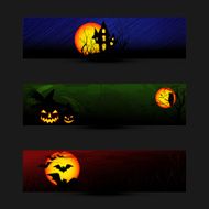 Set of Colorful Halloween Banner or Web Header