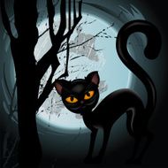 Black cat on moon background