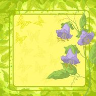Flowers frame butterfly and leaves