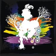 grunge silhouette of woman