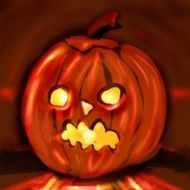 Haunted scary halloween pumpkin