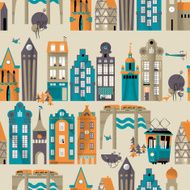 Urban landscape Seamless background pattern N4