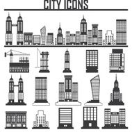 Set of vector cities silhouette N5