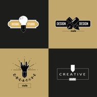 Vintage design studio logotypes set
