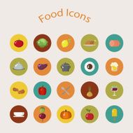 Food and drink modern vector icons set in flat style