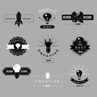 Vintage design studio logotypes set N2