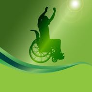 Vector silhouette of a man in wheelchair N14