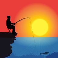 Vector silhouette of a fisherman N15