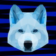 Abstract polygonal geometric triangle blue colored wolf background
