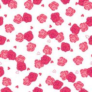 Pink roses and hearts storm seamless vector pattern N2
