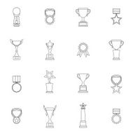 Trophy Icons Set Outline