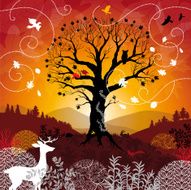 Abstract red autumn scene