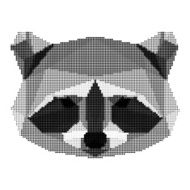 abstract monochrome raccoon portrait of circles isolated on white background N2