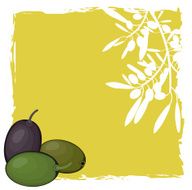 Olives And Olive Branch White Silhouette On green Background