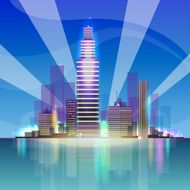 City skyscraper view cityscape background night skyline