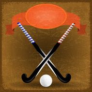 Old paper background with sticks for field hockey N2