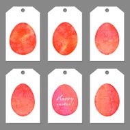 Set of tags for Easter Watercolor silhouettes eggs N6