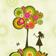Retro tree and girl