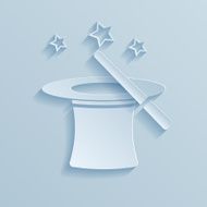 Hat of the conjurer paper icon Vector illustration