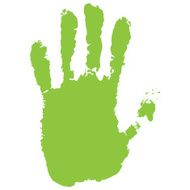 Vector illustration old man green hand print isolated on white N3