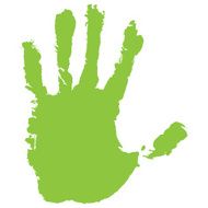 Vector illustration old man green hand print isolated on white N4