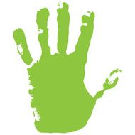 Vector illustration old man green hand print isolated on white N5