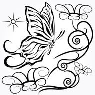 black butterfly with floral
