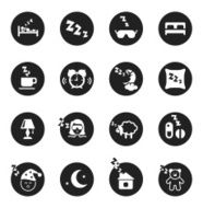 Set of round icons about sweet dreams and bed time
