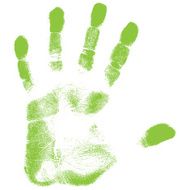 Vector illustration old man green hand print isolated on white N6