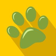 Paw Print Flat Design With Yellow Background