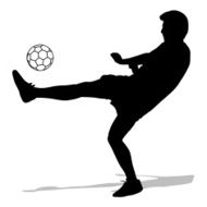 silhouettes of soccer players with the ball N15