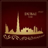 Dubai skyline silhouette on vintage background N5