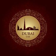 Dubai skyline silhouette on vintage background N6