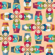 Russian traditional handmade doll Matryoshka souvenir Seamless background pattern N3