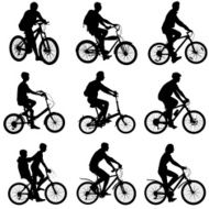 Set silhouette of a cyclist male and female N2