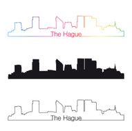 The Hague skyline linear style with rainbow