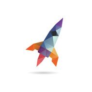 Space rocket launching abstract isolated on a white backgrounds N6