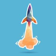 Space rocket launching abstract isolated on a white backgrounds N7