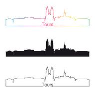 Tours skyline linear style with rainbow