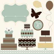 Vector set of celebration or holiday icons in vintage colors N2