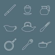 outline design dinnerware icons set N2