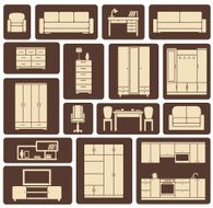 Flat furniture icons set design