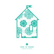 Vector abstract green decorative circles stars striped house silhouette pattern