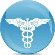 pharmaceutical sign white on blue ball