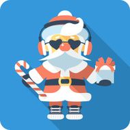 Santa hipster Claus with gifts icon flat design N2