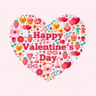 Happy Valentine's Day Concept with Flat Icons Arranged in Heart N2