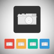 Film camera icon on square background N2