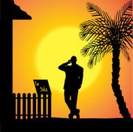 Vector silhouette of man N229