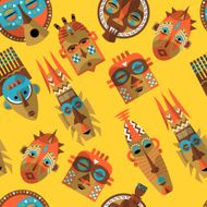 African masks Seamless background pattern N2
